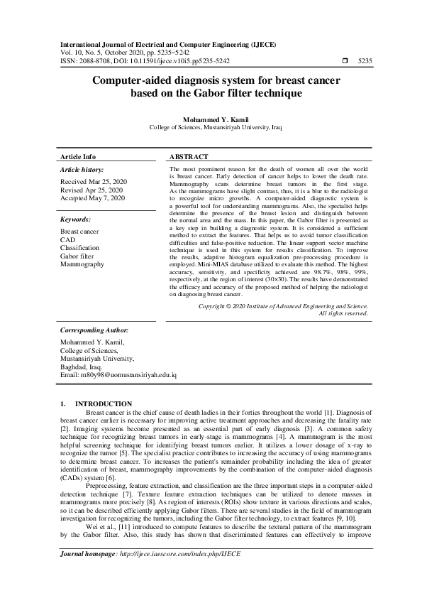 (PDF) Computer-aided diagnosis system for breast cancer based on the ...