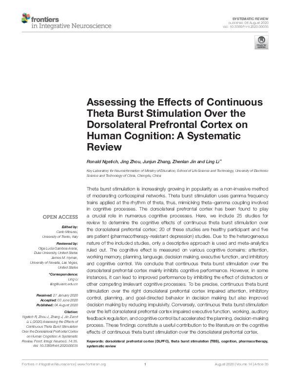 (PDF) Assessing the Effects of Continuous Theta Burst Stimulation Over ...