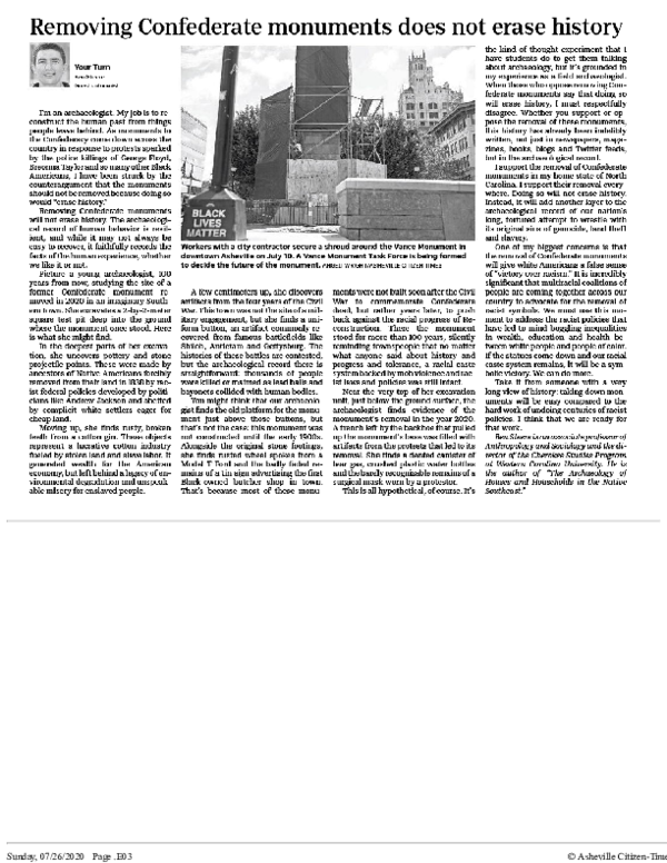 (PDF) (2020) Removing Confederate Monuments Does Not Erase History