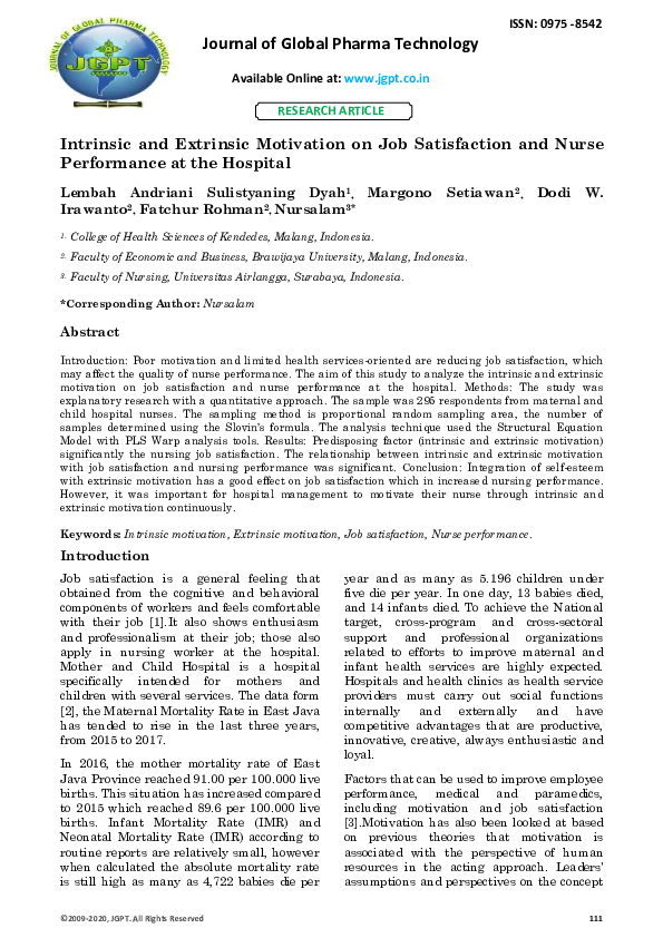 extrinsic vs intrinsic motivation nursing extrinsic vs intrinsic motivation nursing