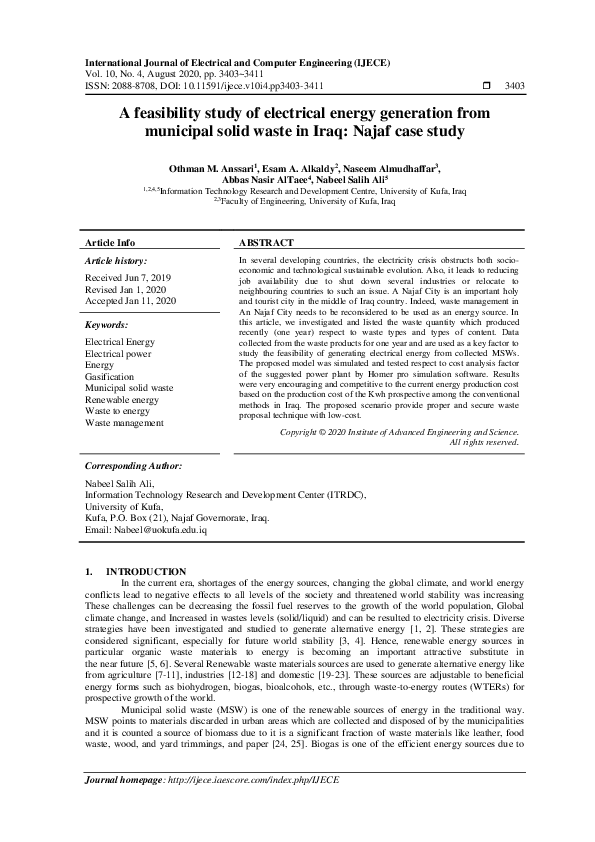 (PDF) A feasibility study of electrical energy generation from ...