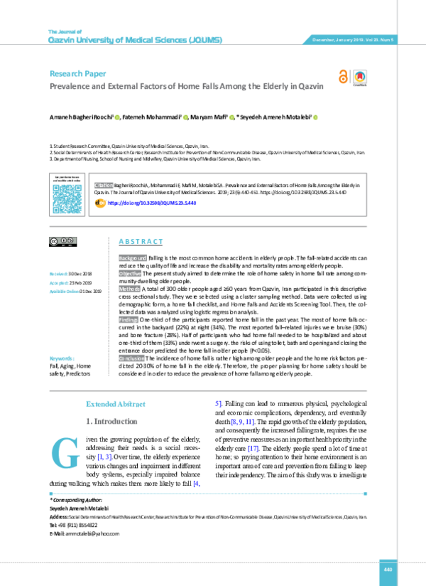 (PDF) Prevalence and External Factors of Home Falls Among the Elderly ...