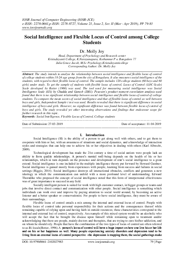 (PDF) Social Intelligence and Flexible Locus of Control among College ...