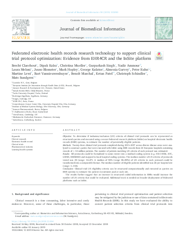 (PDF) Federated electronic health records research technology to ...
