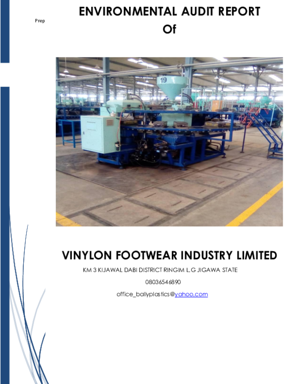 (PDF) ENVIRONMENTAL AUDIT REPORT Of VINYLON FOOTWEAR INDUSTRY LIMITED