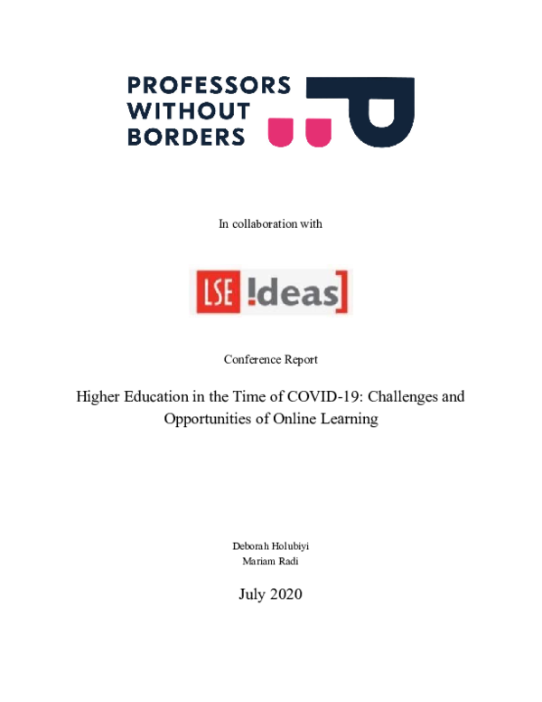 (PDF) Higher Education in the time of COVID-19: Challenges and ...