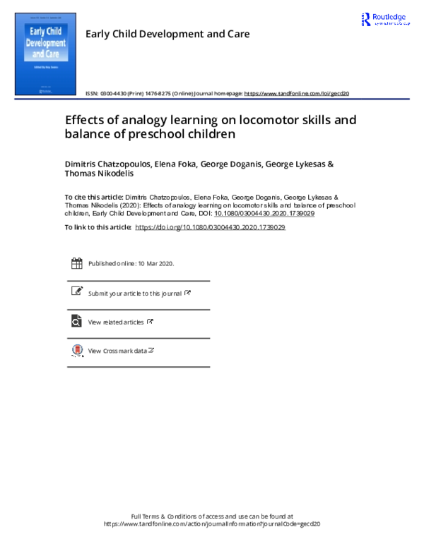 (PDF) Effects of analogy learning on locomotor skills and balance of ...