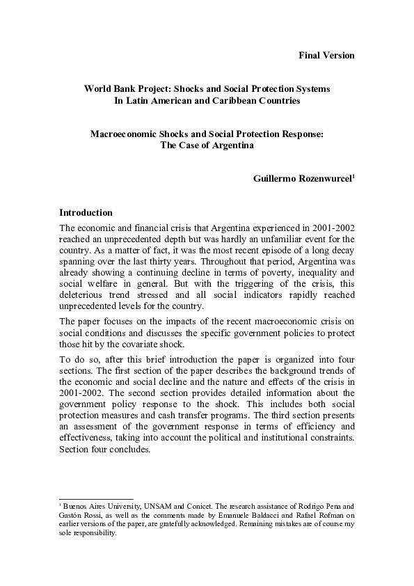 (DOC) Macroeconomic Shocks and Social Protection Systems In Latin ...