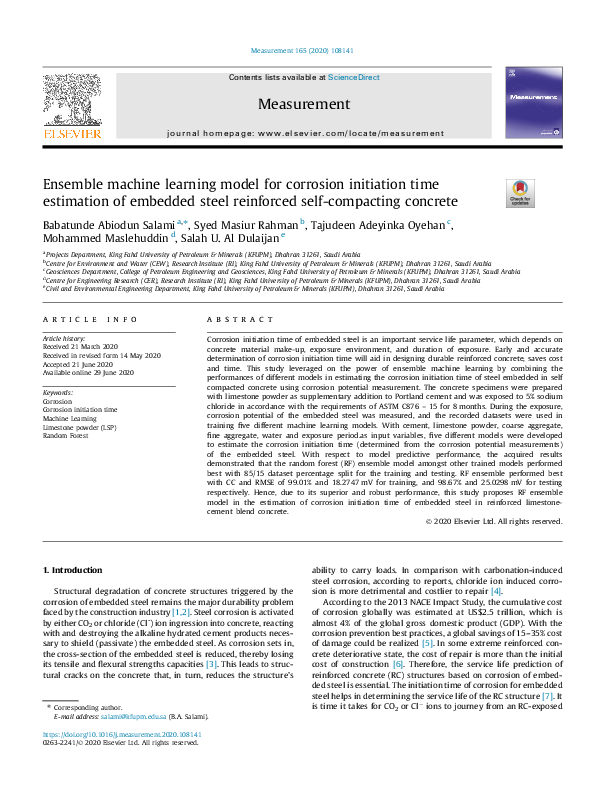 (PDF) Ensemble machine learning model for corrosion initiation time ...