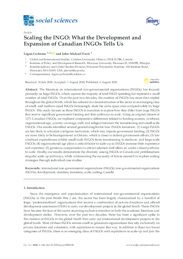 (PDF) Scaling the INGO: What the Development and Expansion of Canadian ...