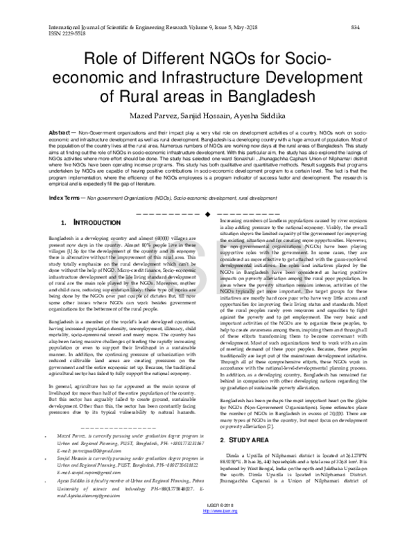 (PDF) Role of Different NGOs for Socio- economic and Infrastructure ...