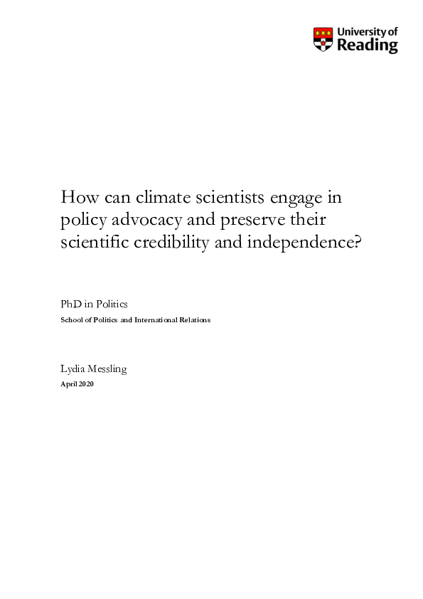 (PDF) How can climate scientists engage in policy advocacy and preserve ...