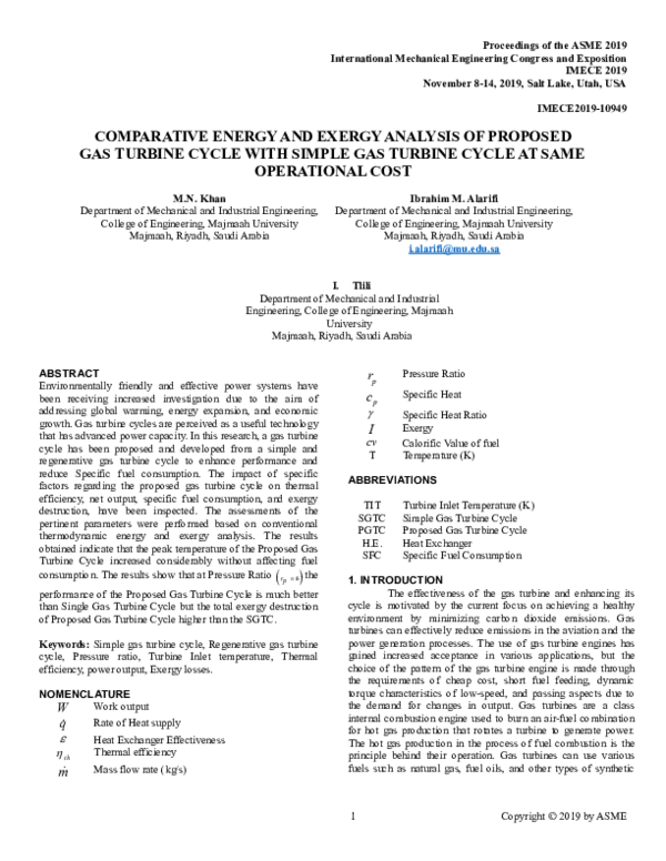 (PDF) Comparative Energy and Exergy Analysis of Proposed Gas Turbine ...