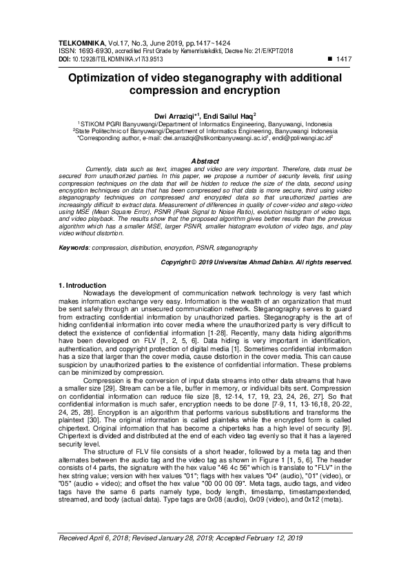 (PDF) Optimization of video steganography with additional compression ...