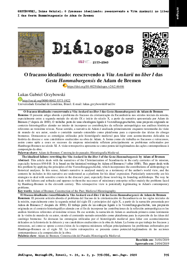 (PDF) O fracasso idealizado reescrevendo a Vita Anskarii no liber I