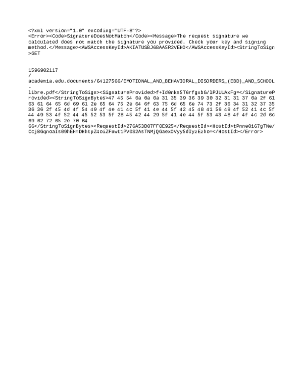(PDF) EMOTIONAL AND BEHAVIORAL DISORDERS (EBD) AND SCHOOL ACHIEVEMENTS ...