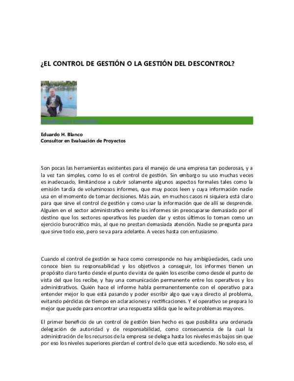 (DOC) El control de gestión o la gestión del descontrol