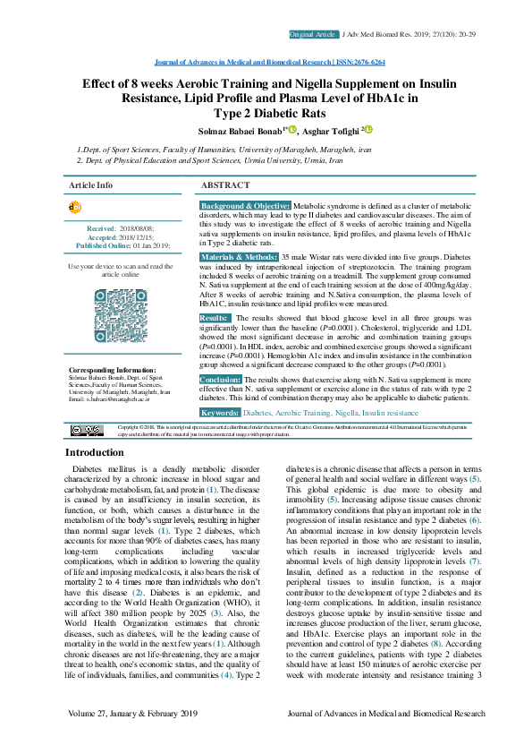 (PDF) Effect of 8 weeks Aerobic Training and Nigella Supplement on ...