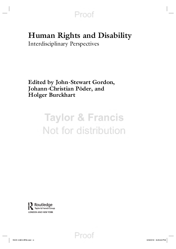 (PDF) Human Rights and Disability. Interdisciplinary Perspectives (edited)