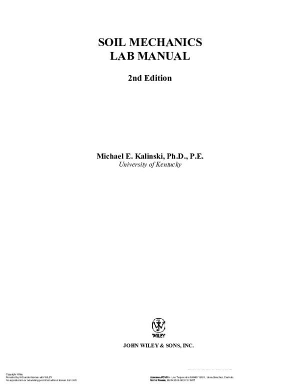 (PDF) SOIL MECHANICS LAB MANUAL CHIPPY SAINT CROSS Academia.edu