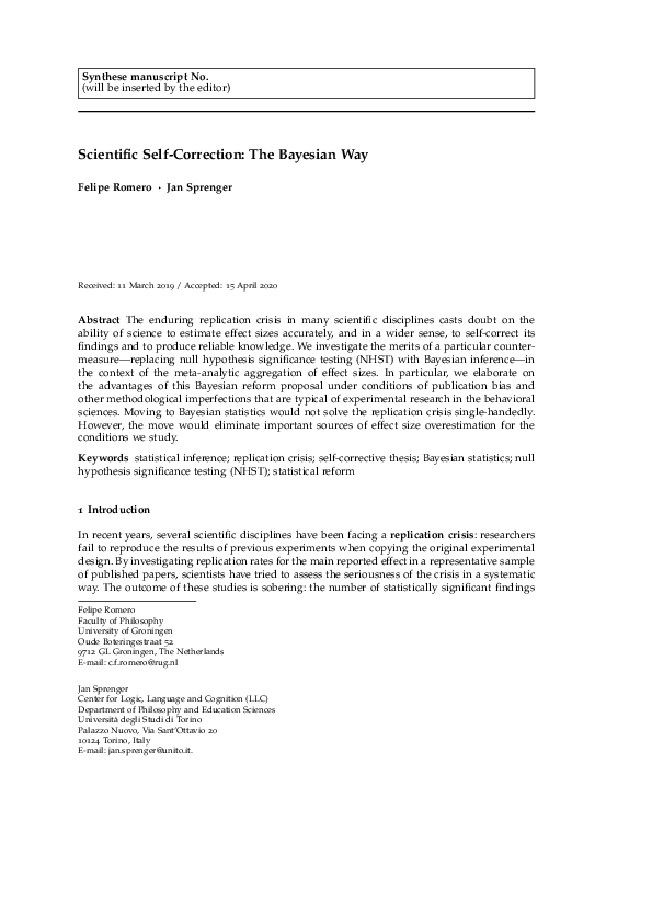 (PDF) Scientific Self-Correction: The Bayesian Way