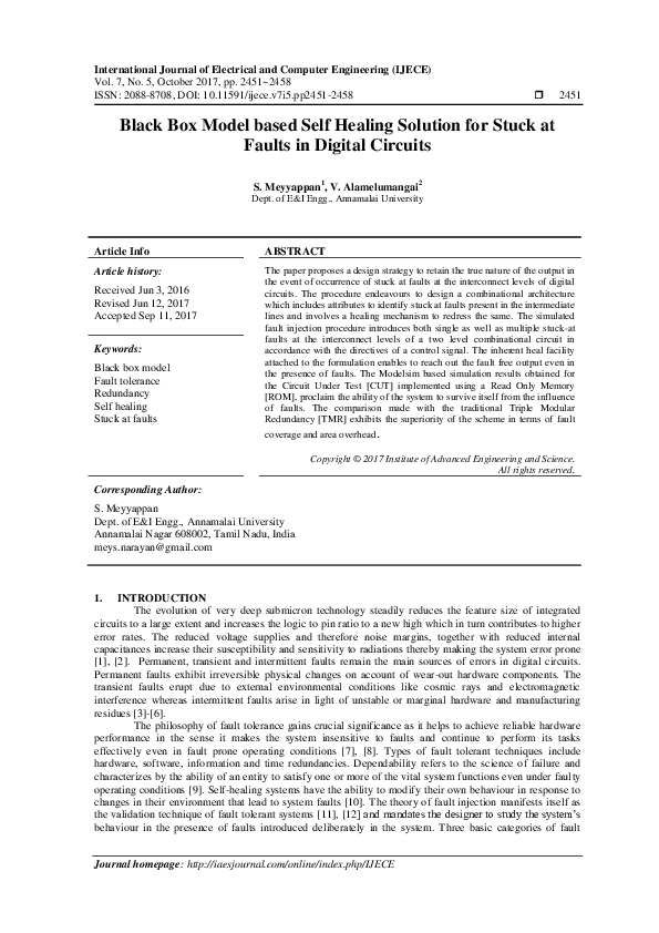 (PDF) Black Box Model based Self Healing Solution for Stuck at Faults ...