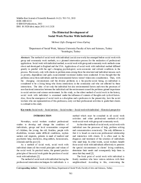 (PDF) The Historical Development of Social Work Practice With Individual