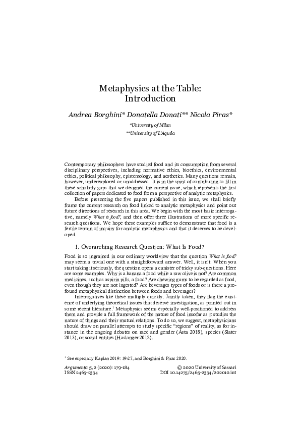 (PDF) Metaphysics at the Table