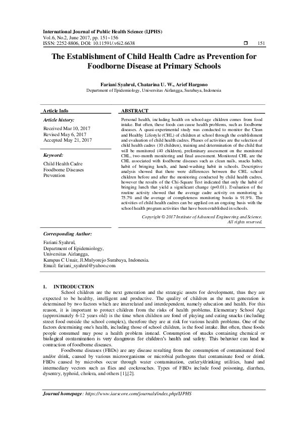 (PDF) The Establishment of Child Health Cadre as Prevention for ...