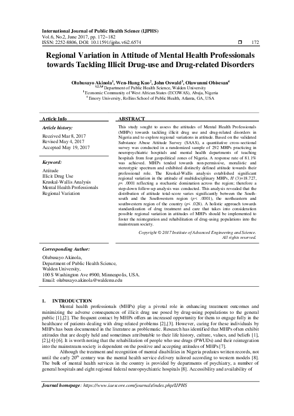 (PDF) Regional Variation in Attitude of Mental Health Professionals ...