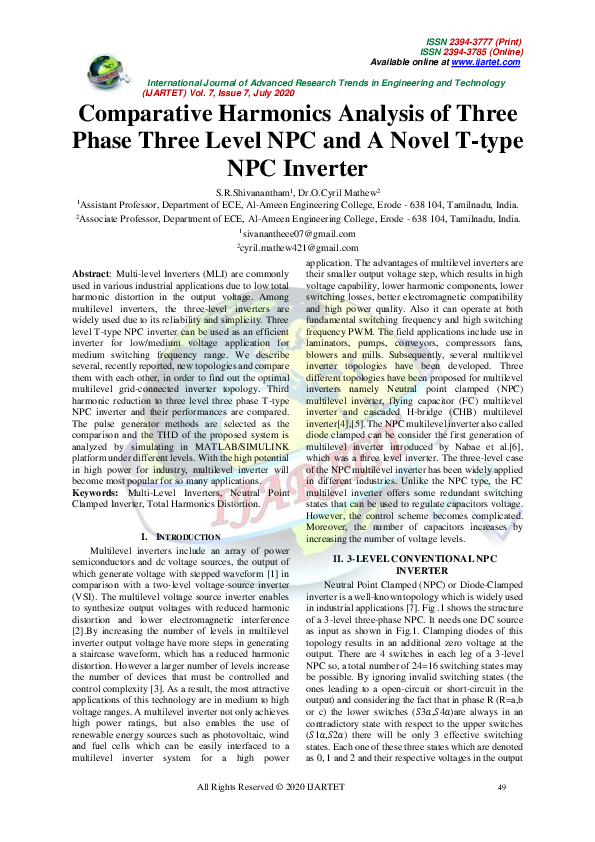(PDF) Comparative Harmonics Analysis of Three