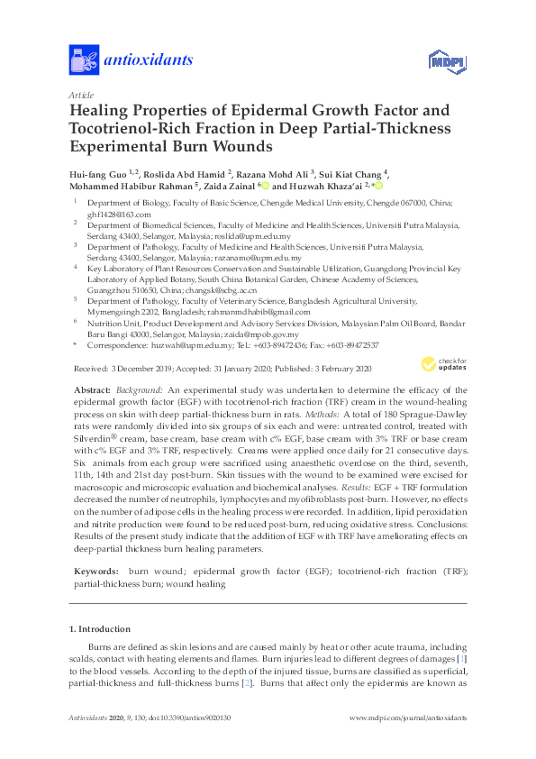 (PDF) Healing Properties of Epidermal Growth Factor and Tocotrienol ...