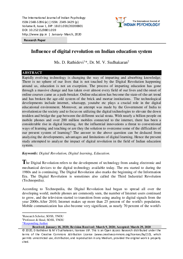 (PDF) Influence of digital revolution on Indian education system