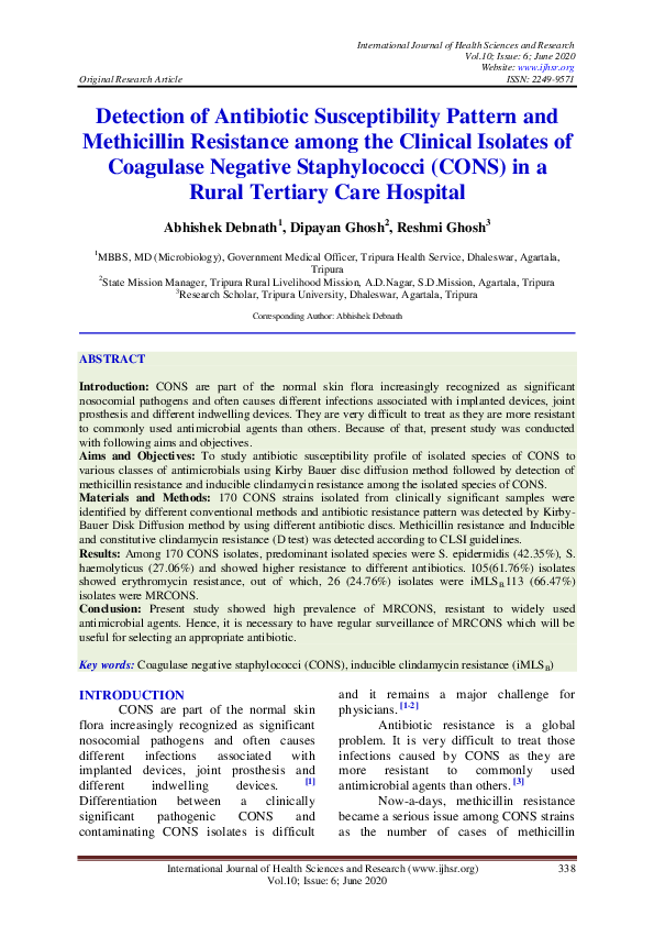(PDF) Detection of Antibiotic Susceptibility Pattern and Methicillin ...