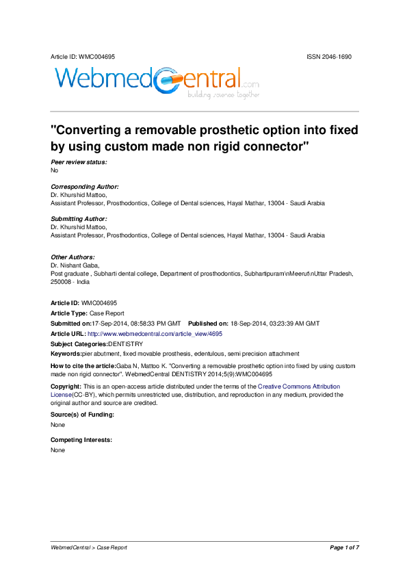 (PDF) Converting a removable prosthetic option into fixed by using