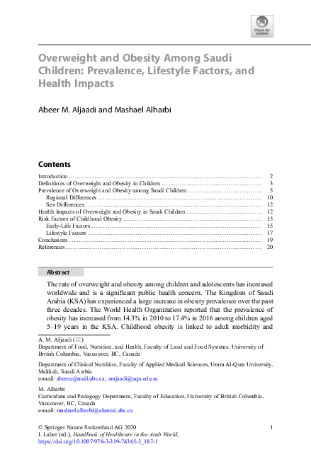 (PDF) Overweight and Obesity Among Saudi Children: Prevalence ...