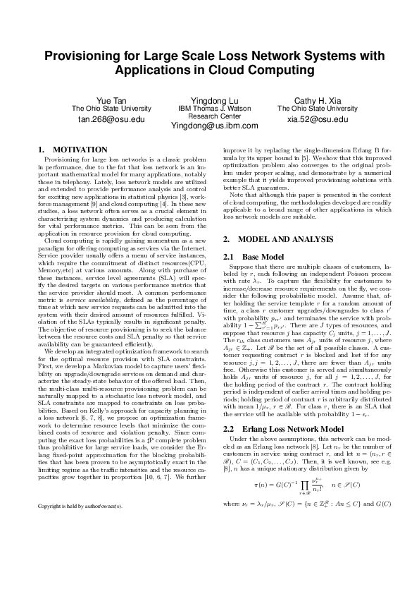 (PDF) Provisioning for large scale loss network systems with ...