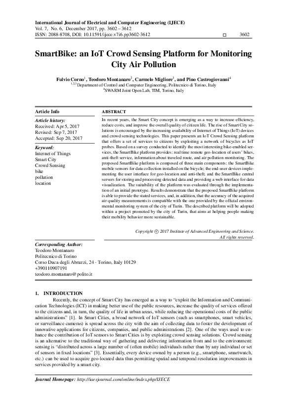 (PDF) SmartBike: an IoT Crowd Sensing Platform for Monitoring City Air ...