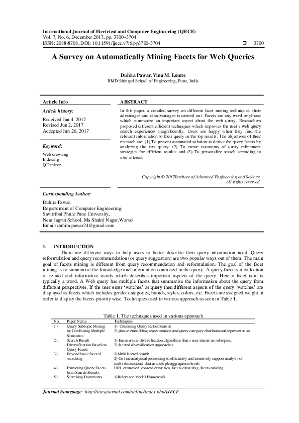 (PDF) A Survey on Automatically Mining Facets for Web Queries