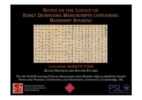 (PDF) Notes on the Layout of Early Dunhuang Manuscripts containing ...