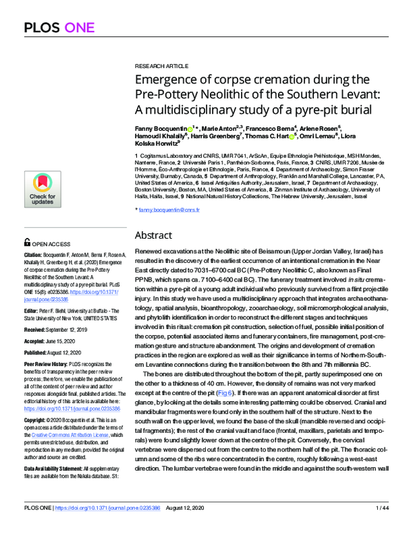 (PDF) Emergence of corpse cremation during the Pre-Pottery Neolithic of ...