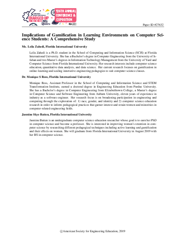 (PDF) Implications of Gamification in Learning Environments on Computer ...