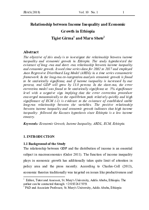 (PDF) Relationship between Income Inequality and Economic Growth in ...