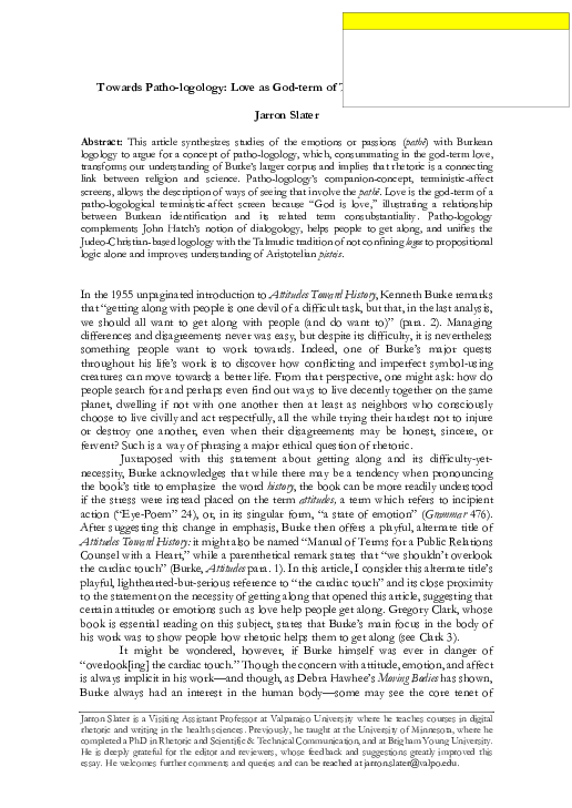(PDF) Towards Patho-logology: Love as God-term of Terministic-Affect ...