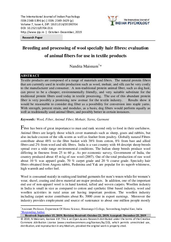 (PDF) Breeding and processing of wool specially hair fibres: evaluation ...