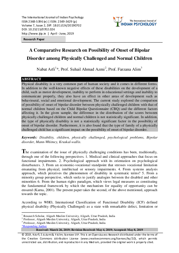 (PDF) A Comparative Research on Possibility of Onset of Bipolar ...