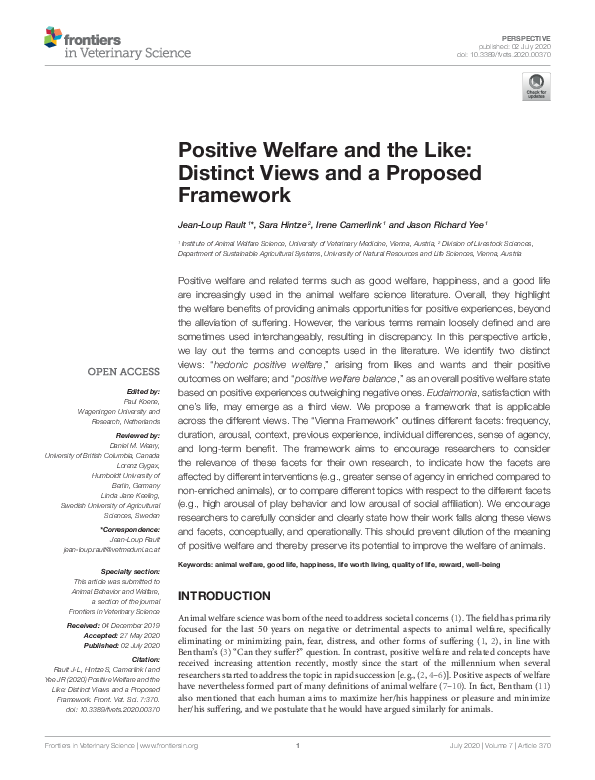 (PDF) Positive Welfare and the Like Distinct Views and a Proposed Framework JeanLoup Rault