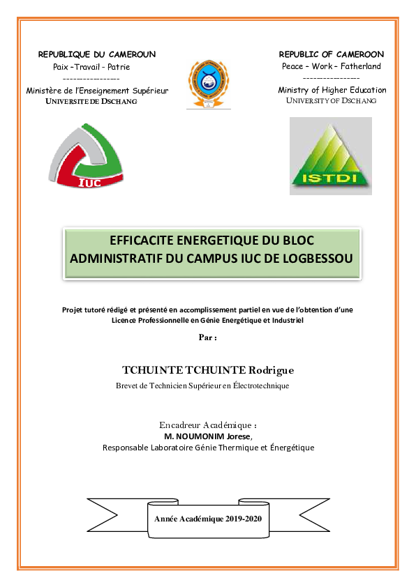 (PDF) Projet tutoré  Éfficacité énergétique du bloc administratif IUC