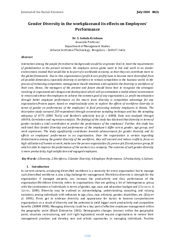 (PDF) Gender Diversity in the workplaceand its effects on Employees ...