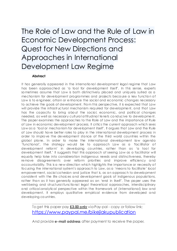 (PDF) The Role of Law and the Rule of Law in Economic Development ...